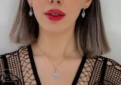 گردنبند نقره نگین اشکی کد 2512114