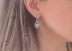 گوشواره نقره نگین اشکی کد 151249