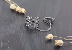 انگشتر استیل بندی نقره‌ای