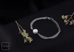 دستبند استیل تک مروارید