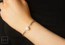 دستبند استیل تک مروارید