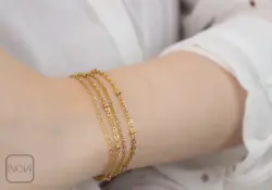 دستبند استیل زنجیر توپی چهار لایه