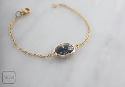 دستبند استیل سنگ مشکی نقره‌ای