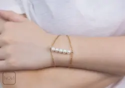 دستبند استیل مروارید تک‌رج