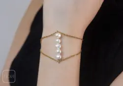 دستبند استیل مروارید تک‌رج