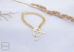 دستبند استیل کارتیر مروارید قفل تی