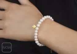 دستبند استیل مروارید برگ