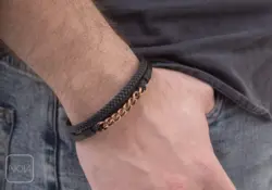 دستبند چرم کارتیر رزگلد