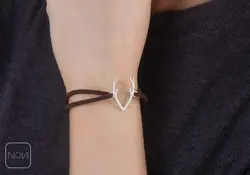 دستبند نقره چرم شاخ گوزن