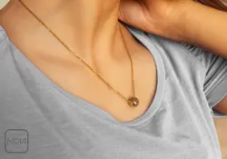 گردنبند استیل گوی طلایی