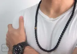 گردنبند مردانه سنگی گوی طلایی