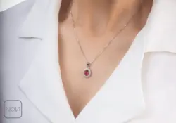 گردنبند نقره نگین قرمز