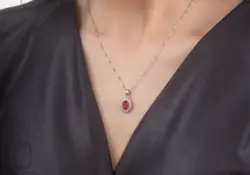 گردنبند نقره نگین قرمز