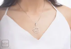 گردنبند نقره فنجان قهوه