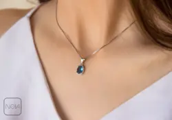 گردنبند نقره نگین آبی