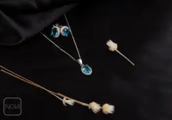 گردنبند نقره نگین آبی