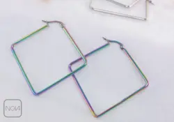 گوشواره استیل میله‌ای مربعی هولوگرامی