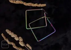 گوشواره استیل میله‌ای مربعی هولوگرامی