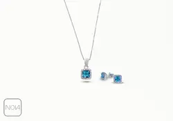 نیم ست نقره نگین آبی کد 651219