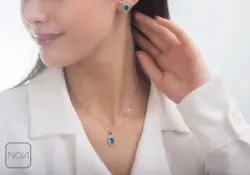 نیم ست نقره نگین فیروزه‌ای