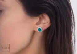 نیم ست نقره نگین فیروزه‌ای