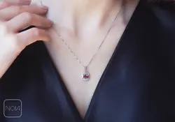 گردنبند نقره نگین قرمز کد 251261