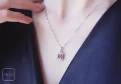 گردنبند نقره نگین قرمز کد 251261