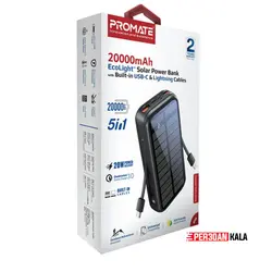 پاور بانک خورشیدی 20000mAh EcoLight™ Solar  برند promate