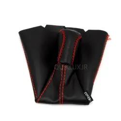 ست چرمی کاور پلاس 6 تیکه مدل مشکی دوخت قرمز