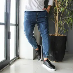 شلوار اسلش جین آبی تیره