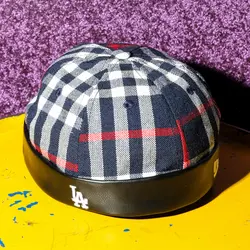 کلاه لئونی چهارخونه دور چرم - فروشگاه اینترنتی ریسک