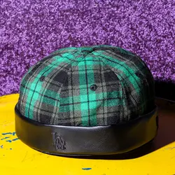 کلاه لئونی چهارخونه دور چرم - فروشگاه اینترنتی ریسک