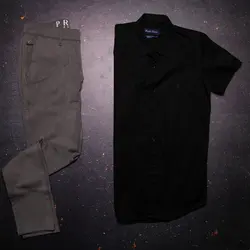 پیراهن کتان کاغذی مشکی - فروشگاه اینترنتی ریسک