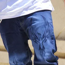 شلوار اسلش جین آبی طرح دار - فروشگاه اینترنتی ریسک