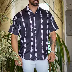 پیراهن یقه انگلیسی طرح هندسی - فروشگاه اینترنتی ریسک