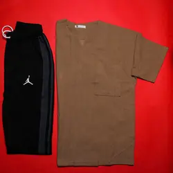 تیشرت یقه کوبایی طرح سوزنی - فروشگاه اینترنتی ریسک