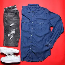 پیراهن جین دو جیب برند gant - فروشگاه اینترنتی ریسک