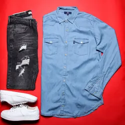 پیراهن جین دو جیب برند gant - فروشگاه اینترنتی ریسک