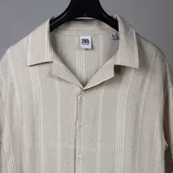 پیراهن یقه انگلیسی Zara (رنگ کرمی طرح دار) - فروشگاه اینترنتی ریسک