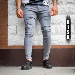 شلوار جین جذب طوسی ساده