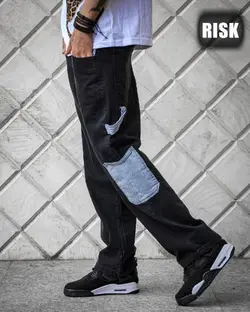 شلوار بگ استایل جین مشکی