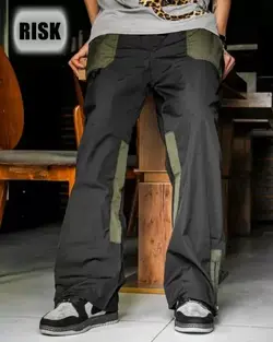 شلوار بگ استایل برزنتی مشکی-سبز