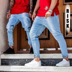 شلوار اسلش جین آبی روشن