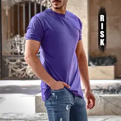 تیشرت Risk آستین کش یاسی پر رنگ - فروشگاه اینترنتی ریسک