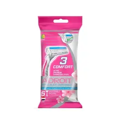 تیغ یکبار مصرف سه لبه صابون دار زنانه 5 عددی آدرویت