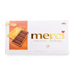 تابلت شکلات مرسی طلایی کرم فندق 100 گرمی merci - شهر گیلاس | فروشگاه تخصصی پاستیل و شکلات