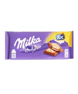 شکلات میلکا 100 گرمی milka با کراکر tuc - شهر گیلاس | فروشگاه تخصصی پاستیل و شکلات