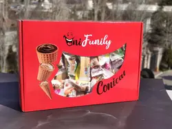 جعبه یک و نیم کیلویی شکلات قیفی در شش طعم - شهر گیلاس | فروشگاه تخصصی پاستیل و شکلات