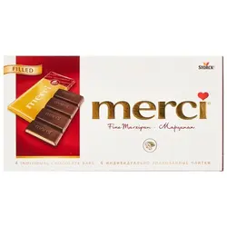 تابلت شکلات مرسی قرمز کرم بادام 100 گرمی merci - شهر گیلاس | فروشگاه تخصصی پاستیل و شکلات
