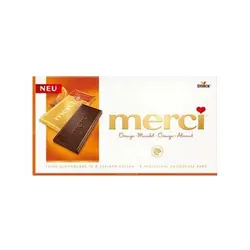 تابلت شکلات مرسی نارنجی پرتقال و بادام 100 گرمی merci - شهر گیلاس | فروشگاه تخصصی پاستیل و شکلات